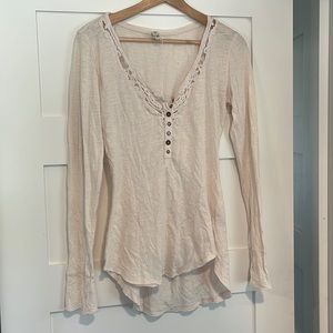 FREE PEOPLE BOHO Button Long Sleeve Top